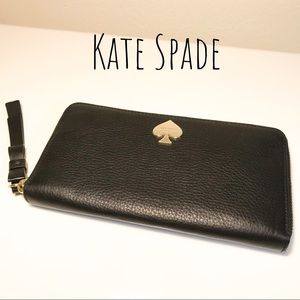 NWT Kate Spade Black Leather Wallet with bow
